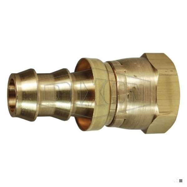 Dixon Hose Barb Fitting with Brass Cap, 45Deg Female SAE/37Deg Female JIC Swivel x Push-On Hose Barb End S 2871014CBC - main